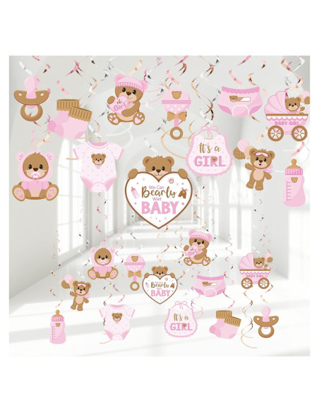 Decoraciones Colgantes Baby Shower Osito Pajean 53 Piezas