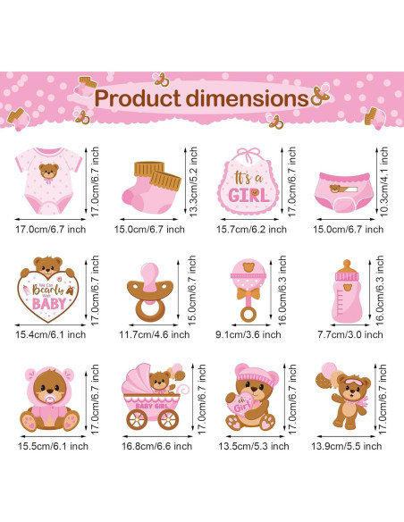 Decoraciones Colgantes Baby Shower Osito Pajean 53 Piezas