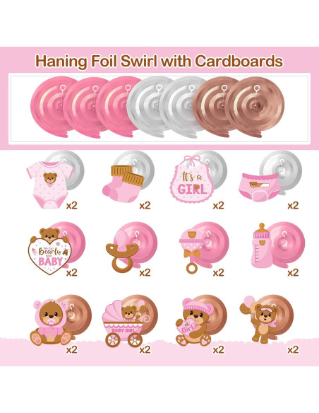 Decoraciones Colgantes Baby Shower Osito Pajean 53 Piezas