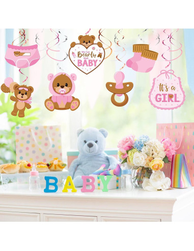 Decoraciones Colgantes Baby Shower Osito Pajean 53 Piezas