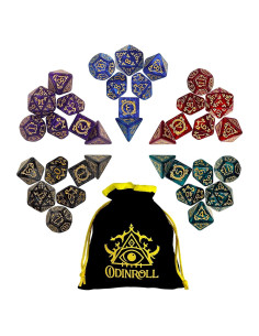 Juego de Dados Poliedricos ODINROLL 35 Piezas D&D RPG