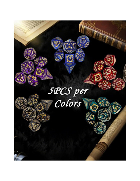 Juego de Dados Poliedricos ODINROLL 35 Piezas D&D RPG