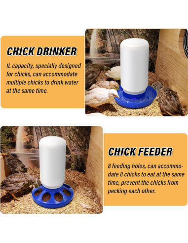 Kit de Alimentador y Bebedero Automático Oujimai para Pollos 1L