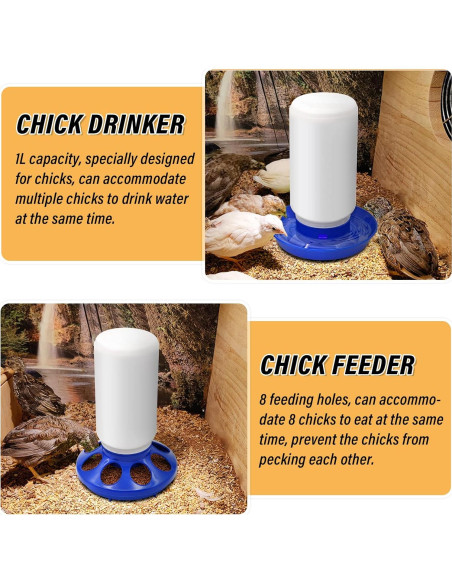 Kit de Alimentador y Bebedero Automático Oujimai para Pollos 1L