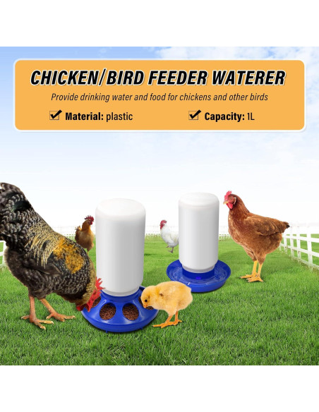 Kit de Alimentador y Bebedero Automático Oujimai para Pollos 1L