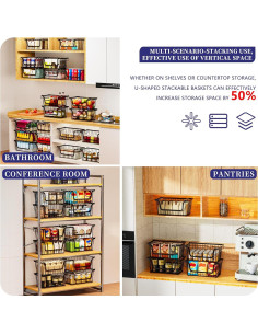 Cestas de Alambre Apilables ANJUBAN 4 Paquetes Negras 2