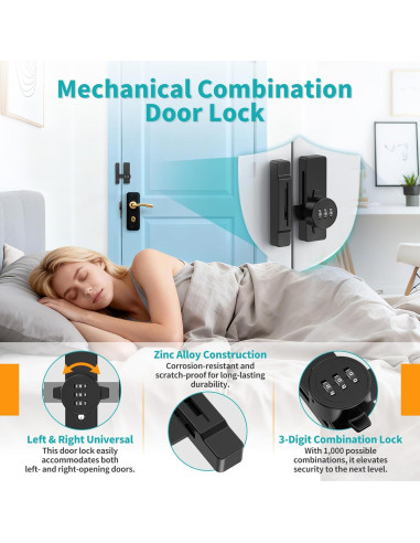 Cerradura de Combinación YogePote para Gabinete Negro 3 Dígitos