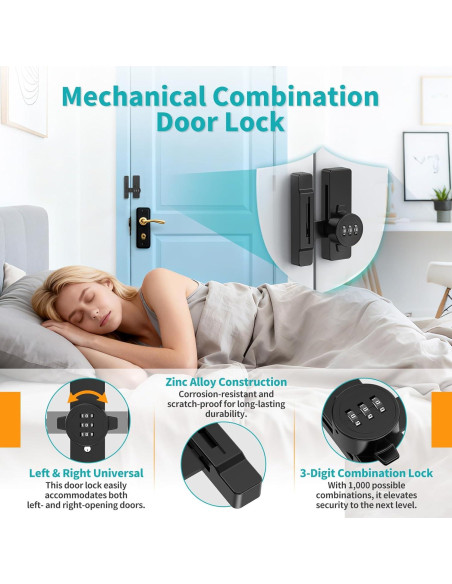 Cerradura de Combinación YogePote para Gabinete Negro 3 Dígitos