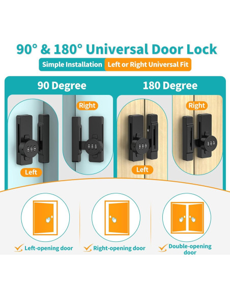 Cerradura de Combinación YogePote para Gabinete Negro 3 Dígitos