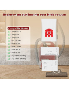 Paquete de 12 bolsas FJM para aspiradoras Miele + 8 filtros 2