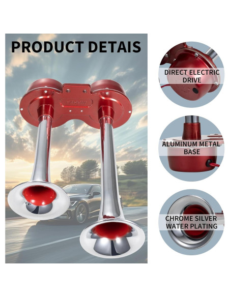 Bocina de Coche FARBIN 12V Doble Cromada 130dB