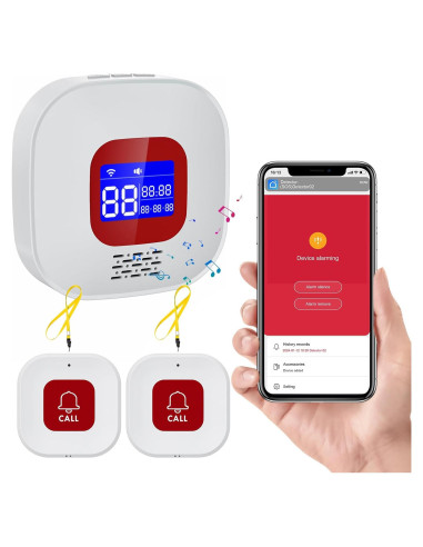 Pager Inalámbrico eMylo para Cuidadores con 2 Botones de Emergencia