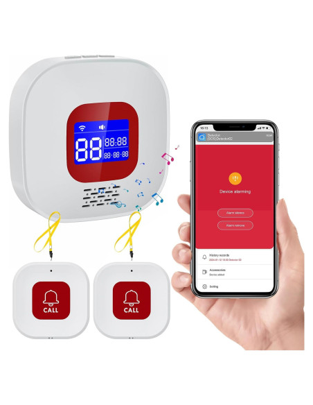 Pager Inalámbrico eMylo para Cuidadores con 2 Botones de Emergencia