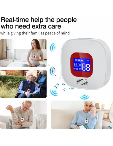 Pager Inalámbrico eMylo para Cuidadores con 2 Botones de Emergencia