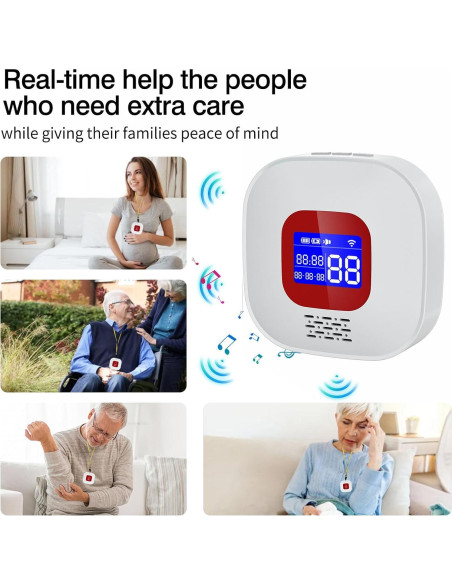 Pager Inalámbrico eMylo para Cuidadores con 2 Botones de Emergencia