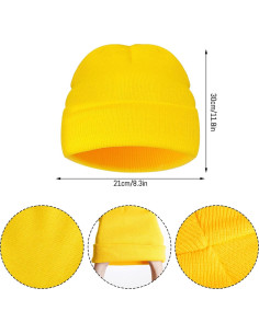 Conjunto de Disfraz de Halloween 3 Piezas Gafas Steampunk Beanie Amarillo 2