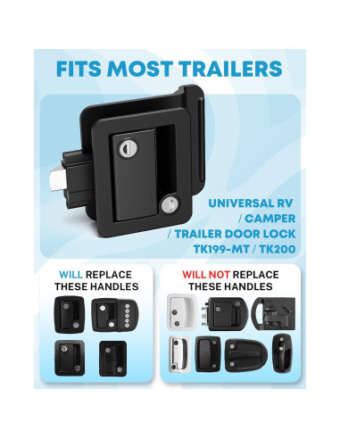 Cerradura de Puerta de RV Kohree con Pestillo de Paleta Negro