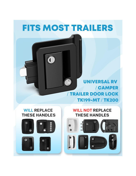 Cerradura de Puerta de RV Kohree con Pestillo de Paleta Negro
