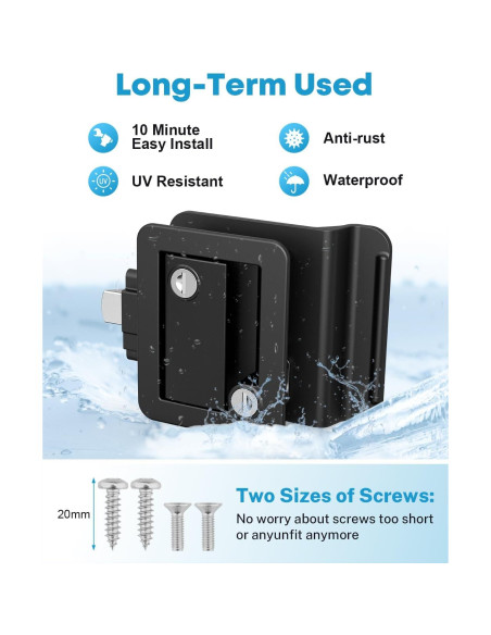 Cerradura de Puerta de RV Kohree con Pestillo de Paleta Negro
