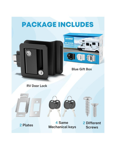 Cerradura de Puerta de RV Kohree con Pestillo de Paleta Negro