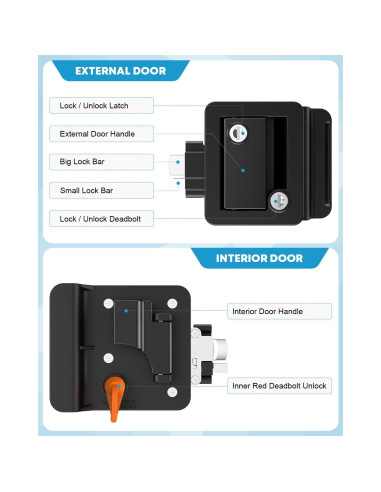 Cerradura de Puerta de RV Kohree con Pestillo de Paleta Negro