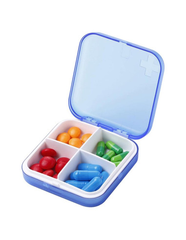 Organizador de Pastillas Portátil ZDQZC 4 Compartimentos Azul