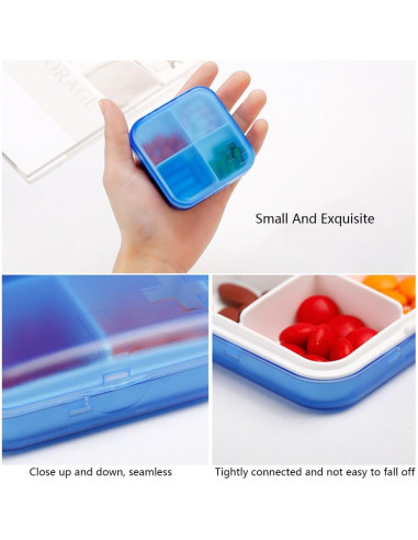 Organizador de Pastillas Portátil ZDQZC 4 Compartimentos Azul