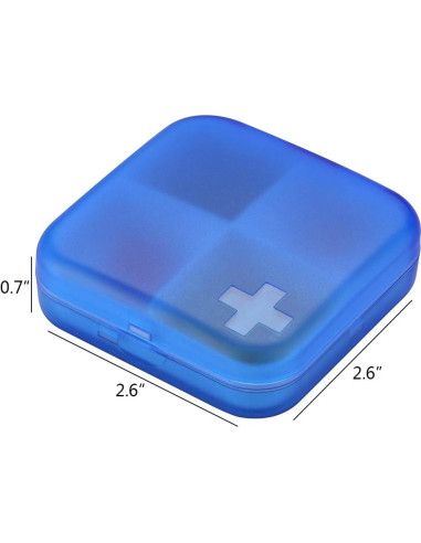 Organizador de Pastillas Portátil ZDQZC 4 Compartimentos Azul