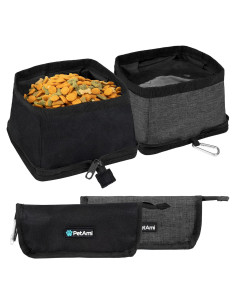 Cuencos Plegables para Perros PetAmi 2 Pack - Negro
