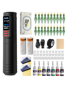 Kit de Tatuaje NAZZOR con Máquina, 2 Baterías 1600mAh y 20 Cartuchos