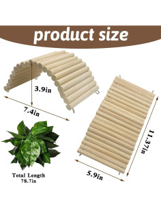 Puente de Madera Flexible Hamiledyi 29 x 15 cm para Reptiles 2