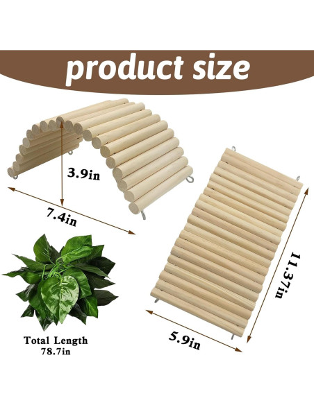 Puente de Madera Flexible Hamiledyi 29 x 15 cm para Reptiles