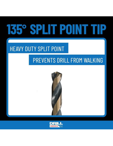 Brocas Jobber HSS 3 Piezas Drill America 3.2-6.4mm Punta Dividida