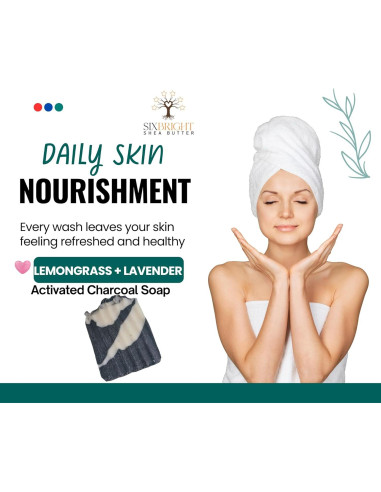 Jabón Artesanal Sixbright 113g - Carbón Activado y Lavanda