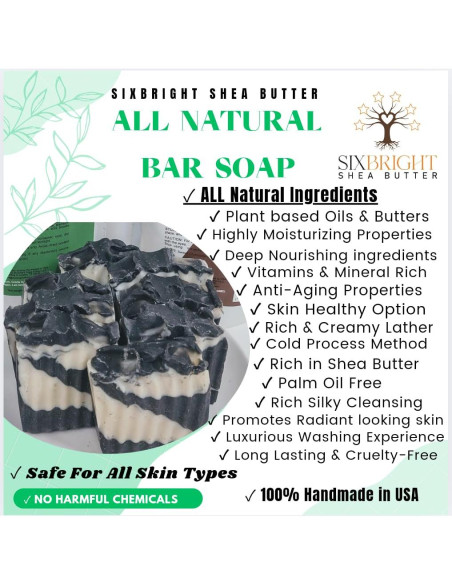 Jabón Artesanal Sixbright 113g - Carbón Activado y Lavanda