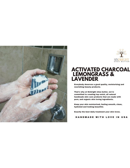 Jabón Artesanal Sixbright 113g - Carbón Activado y Lavanda