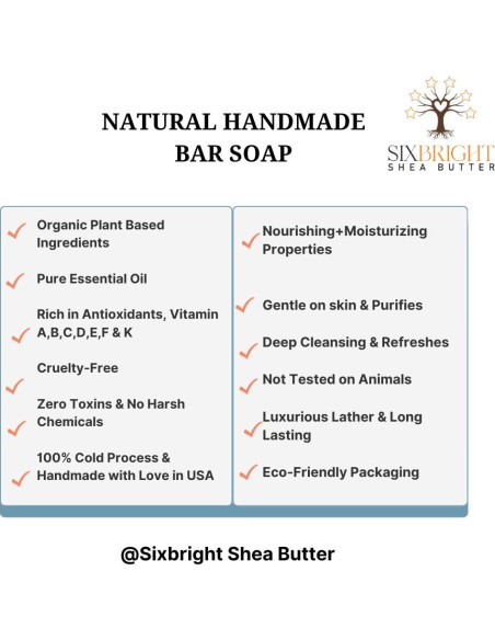 Jabón Artesanal Sixbright 113g - Carbón Activado y Lavanda