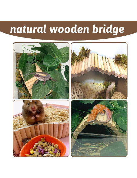 Puente de Madera Flexible Hamiledyi 29 x 15 cm para Reptiles