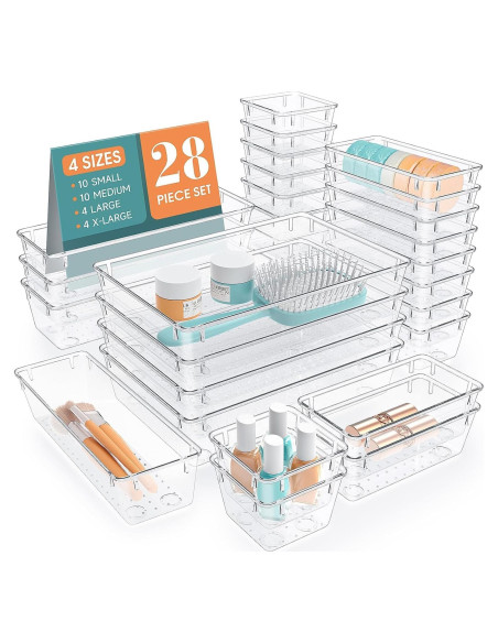 Juego de Organizadores de Cajones MERATIA 28 Piezas Transparente