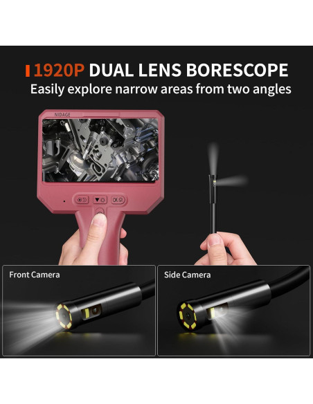 Cámara de Borescopio NIDAGE 1920P HD IP67 3.5m Doble Lente