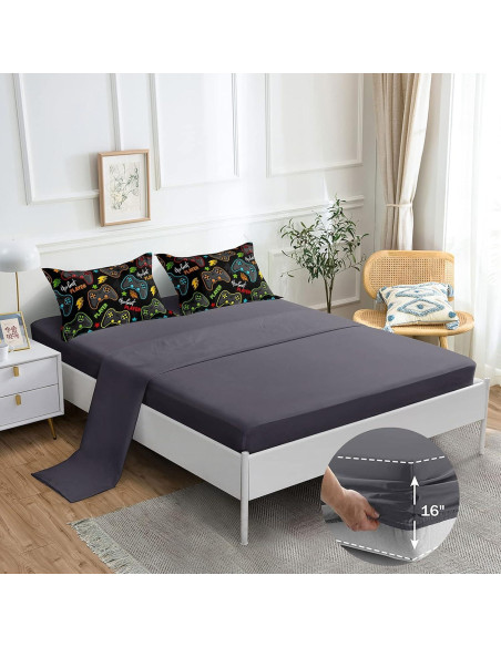 Juego de Ropa de Cama Individual ROWADALO 5 Piezas Gamer 3D