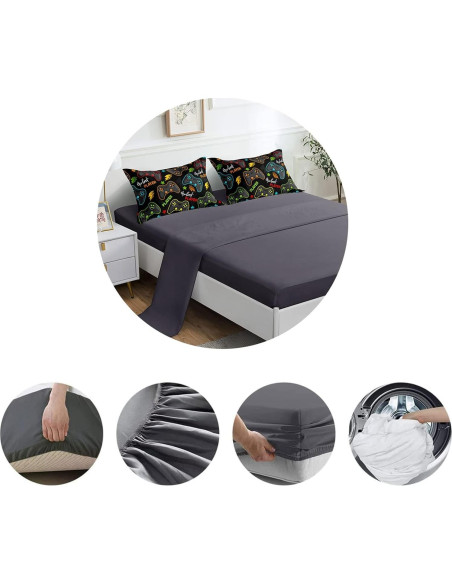 Juego de Ropa de Cama Individual ROWADALO 5 Piezas Gamer 3D