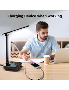 Lámpara de Escritorio LED Yostyle con 4 USB y 2 Salidas CA 2