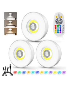 Luces Bajo Gabinete Keadeso, 3 Luces LED RGB Recargables