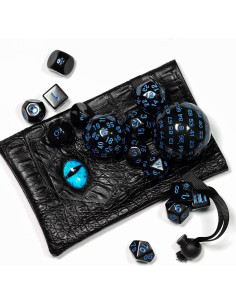 Juego de Dados Poliedricos DND 15 Piezas Poludie Negro/Azul 2