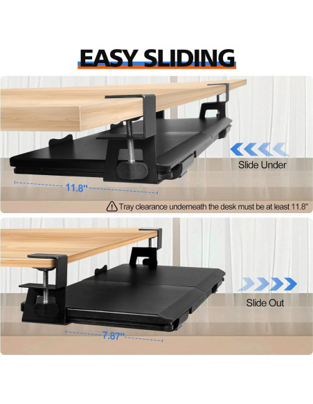 Bandeja de Teclado Deslizante OUKMIC 68.6x30.5cm Negro