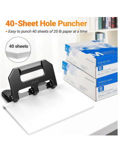 Perforadora de 3 Agujeros AFMAT HPX1 Metal 40 Hojas Negro 2