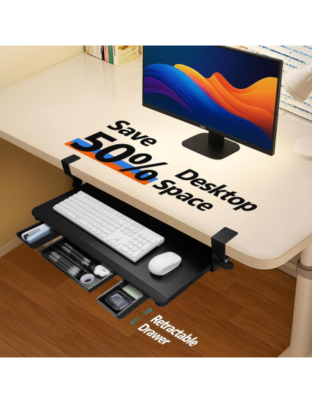 Bandeja de Teclado Deslizante OUKMIC 68.6x30.5cm Negro