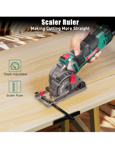 Sierra Circular Compacta HYCHIKA 85mm 4500RPM 4A para Madera y Plástico