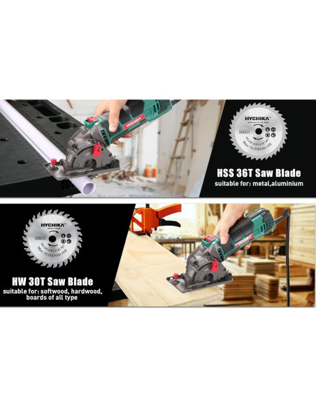 Sierra Circular Compacta HYCHIKA 85mm 4500RPM 4A para Madera y Plástico